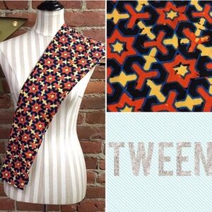 LulaRoe LLR tween leggings • orange, yellow, blue, black • NWOT